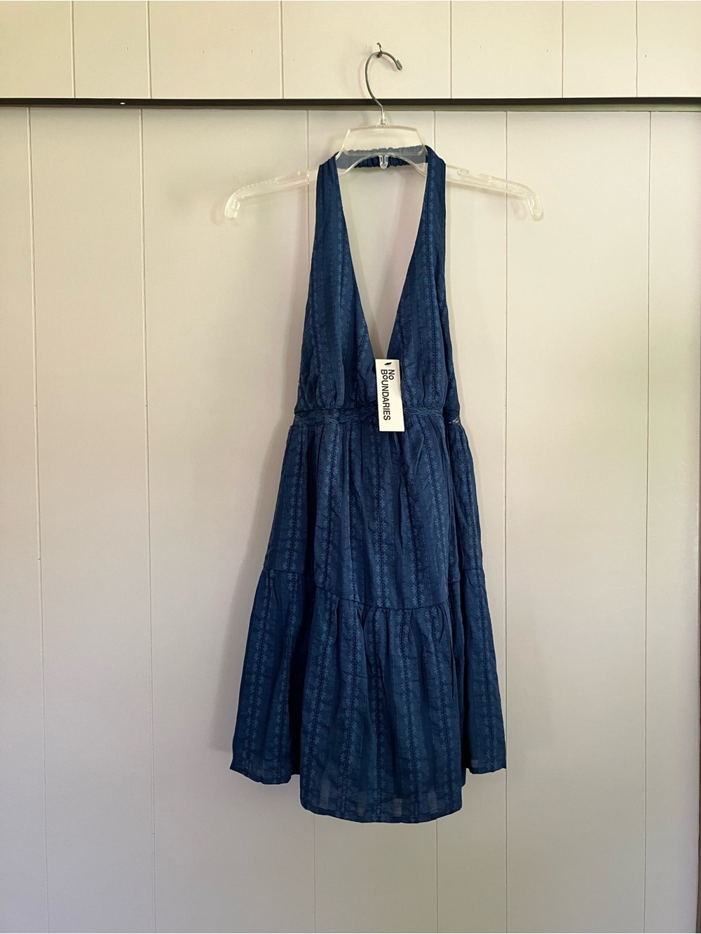 No Boundaries Navy Tiered Halter Sun Dress New With Tags size Small